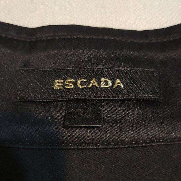 Escada black silk deep v neck Button down size 34 - Picture 6 of 7